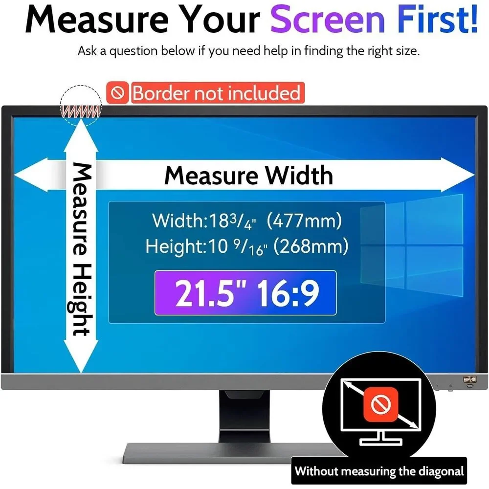 21.5 Inch Privacy Screen for Monitor for Widescreen‎ Monitor - Anti Glare - Blue